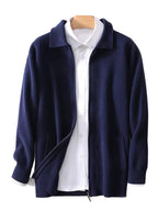 New 100% Cashmere Knitwear Cardigan Sweater Men'S Lapel Zipper Thick Jacket Shirt Collar Smart Casual Knitted Long Sleeve Tops