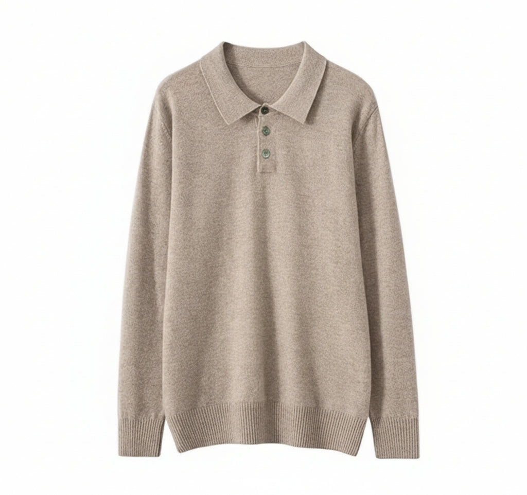 100% Cashmere Wool Polo Collar Knitted Sweater Men 2025 Autumn Winter Classic All-Match Warm Pullover Man Clothes Pull Homme