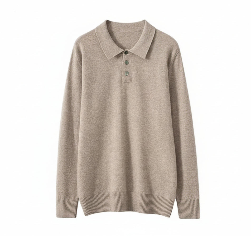 100% Cashmere Wool Polo Collar Knitted Sweater Men 2025 Autumn Winter Classic All-Match Warm Pullover Man Clothes Pull Homme