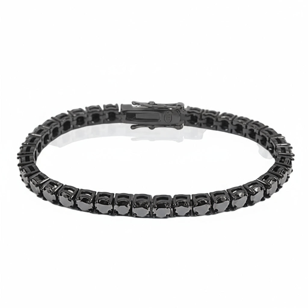 3Mm 4Mm Black Moissanite Tennis Bracelet Full Diamond with Certificate S925 Sterling Silver Hiphop Bracelets for Women Man