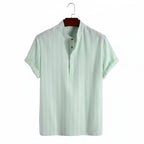 Summer Men'S Short Sleeve Shirt Striped Casual Independent Station Large Quantity Available AE Stock No Brand Name Chinese Origi