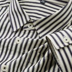 Casual Japanese Style Long Sleeve Striped Pocket Shirt Men'S Fashion Loose Fit Spring Autumn High End Feeling Top Men'S Wear