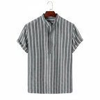 Summer Men'S Short Sleeve Shirt Striped Casual Independent Station Large Quantity Available AE Stock No Brand Name Chinese Origi