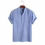 Summer Men'S Short Sleeve Shirt Striped Casual Independent Station Large Quantity Available AE Stock No Brand Name Chinese Origi