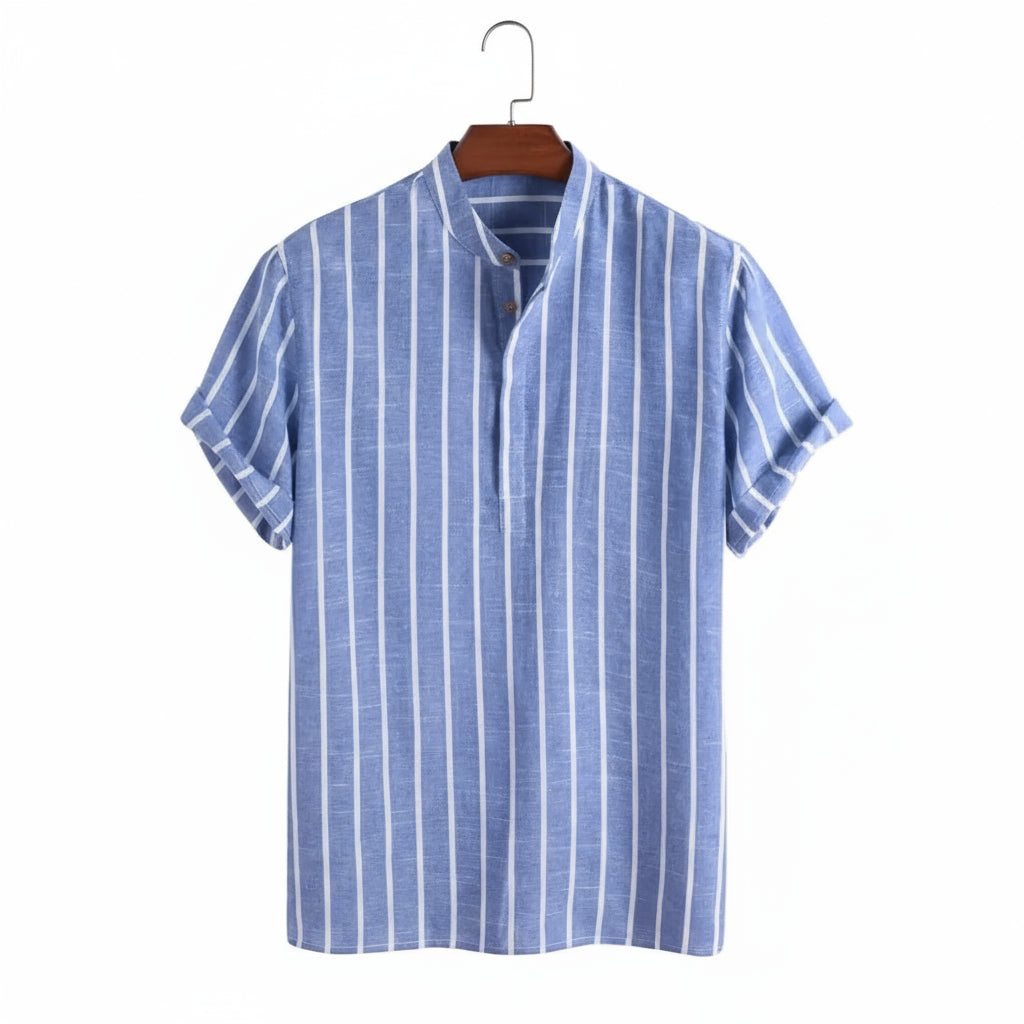 Summer Men'S Short Sleeve Shirt Striped Casual Independent Station Large Quantity Available AE Stock No Brand Name Chinese Origi