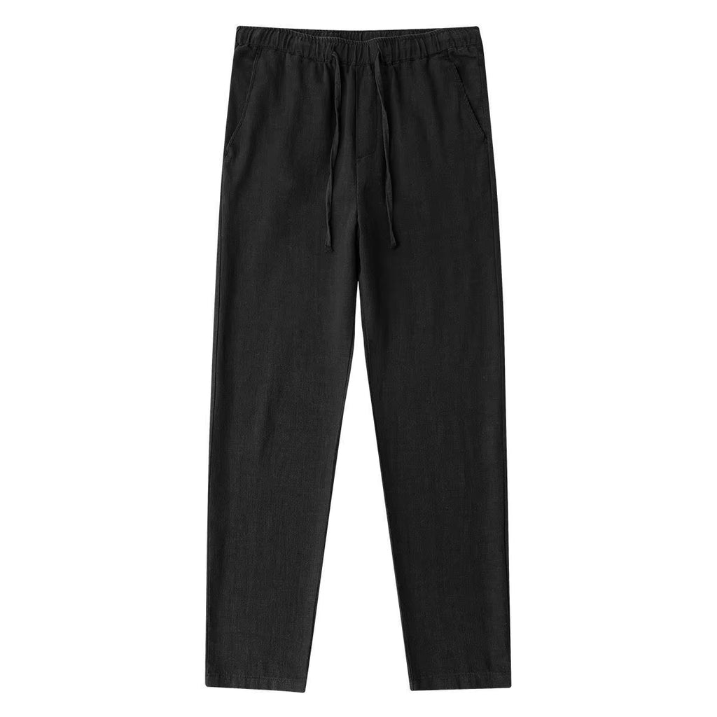 Casual Cotton Linen Chino Pants Men Wide Leg Lightweight Baggy Cotton Sweatpants Male Sport Jogger Straight Work Trousers