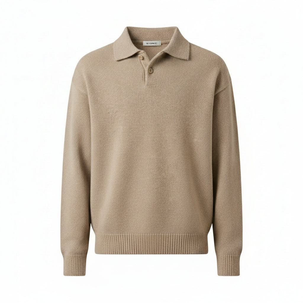 New Style Men'S Sweater for Autumn and Winter, Korean Style Trendy Turn-Down Collar, Loose and Lazy Polo Collar Knitted Shirt